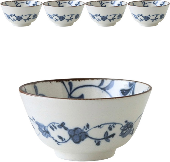 JUST HOME 日本製有谷窯4.7吋碗 03025H, 結葉, 5個, 飯碗