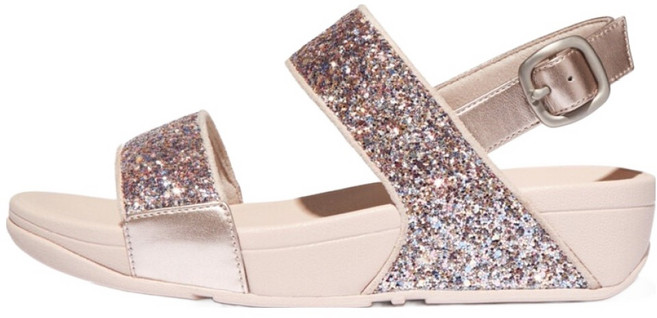 fitflop 女款 LULU 多色調亮片後帶涼鞋 UK6, 裸粉玫瑰混色, 250