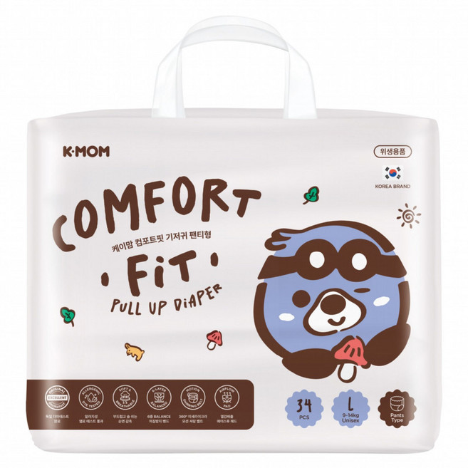 MOTHER-K COMFORT FIT 雲柔鎖水玩睡褲 褲型 9~14kg, L, 34片
