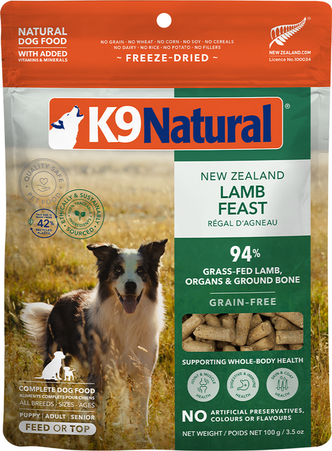 K9 Natural 全齡犬狗狗冷凍乾燥鮮肉餐飼料, 100g, 1袋, 羊肉