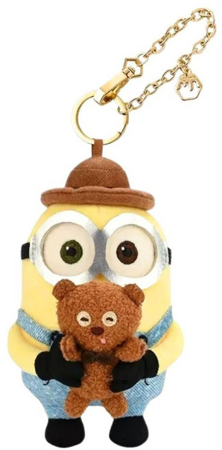 minions 小小兵 玩偶吊飾, 12cm, Bob抱Tim熊, 1個