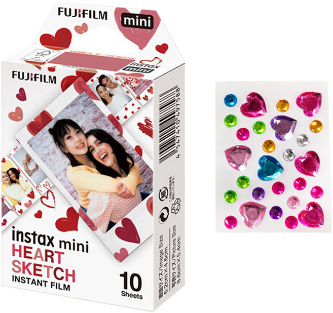 FUJIFILM 富士 instax 迷你底片 愛心素描 10p 寶石貼紙, 1個, 單一商品