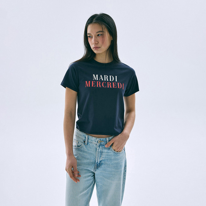 Mardi Mercredi 女款 SLIM LA TYPO FRANCAISE 短袖T恤