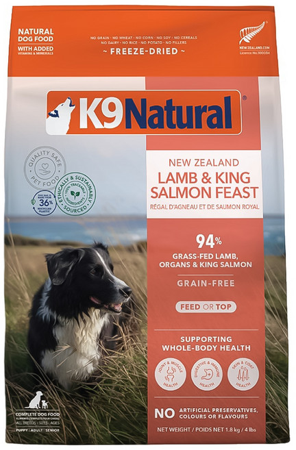 K9 Natural 狗狗冷凍乾燥鮮肉餐, 1.8kg, 1袋, 羊肉 + 帝王鮭