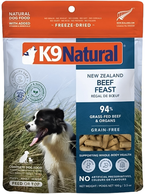 K9 Natural 狗狗冷凍乾燥鮮肉餐, 100g, 1袋, 牛肉