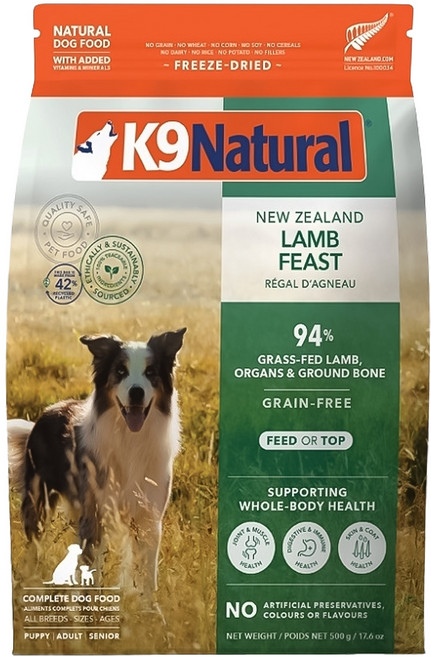K9 Natural 狗狗冷凍乾燥鮮肉餐, 500g, 1袋, 羊肉