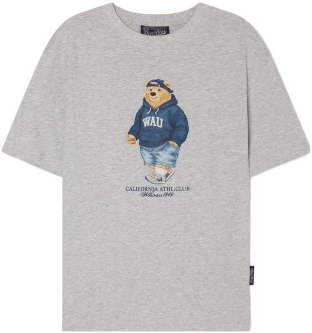 WHO.A.U 男女通用 Steve Photo T shirt, 淺麻灰色