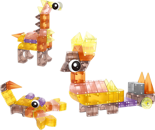 PLAYFUL TOYS 頑玩具 益智磁力積木 68片, 動物款, 1套