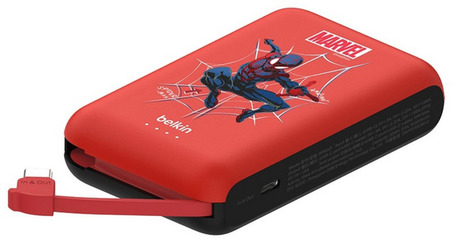 belkin 貝爾金 BoostCharge 便攜式行動電源 內置USB-C充電線 10000mAh Type-C, 蜘蛛人, BPB021