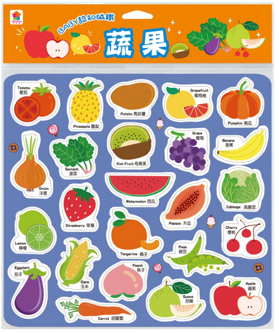 Fun House 樂智屋 BABY認知磁鐵 蔬果, 1個, 24片