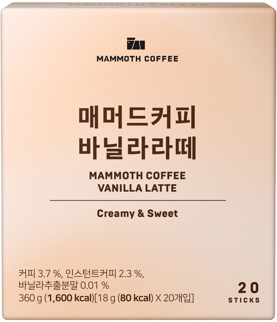 MAMMOTH COFFEE 香草拿鐵, 18g, 1個, 20入