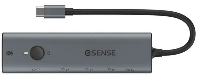 ESENSE 逸盛 七合一Type-C USB3.2 多功能HUB/讀卡機/集線器, 灰色, 1個
