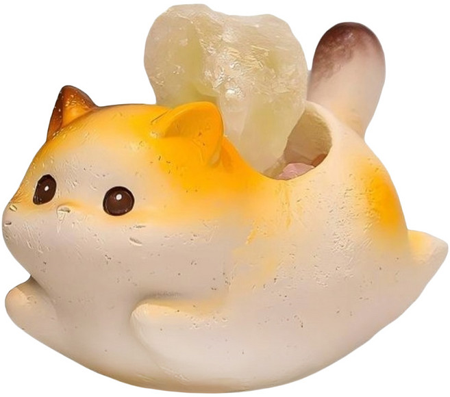 Mass 生活好物 貓咪水晶擺件/可愛卡通開運設計居家辦公桌裝飾, 三花貓 黃水晶