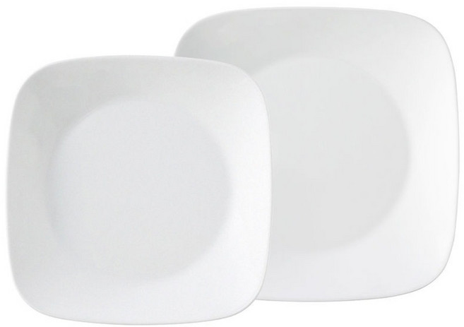 Corelle Brands 康寧餐具 方盤2件組 B17, 經典純白, 1套, 方盤 8吋 + 10吋