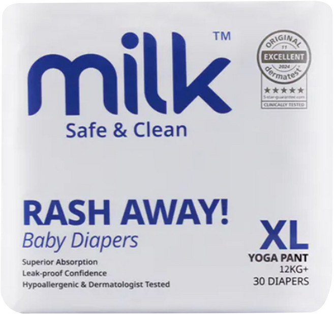 milk 鎖水芯牛奶尿布 褲型 12kg以上, 30片, 特大碼 (XL)
