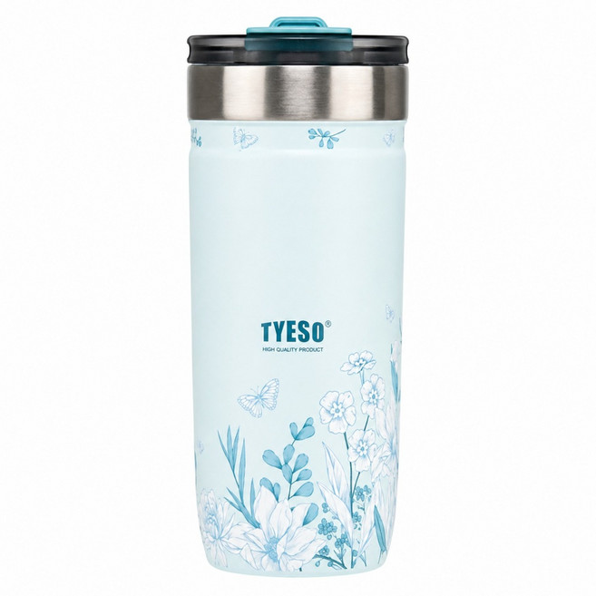 TYESO 泰碩 304不鏽鋼便攜隨行保溫杯, 青瑯花譜, 1個, 710ml