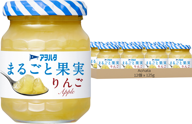Aohata 蘋果果醬 無蔗糖, 125g, 12個