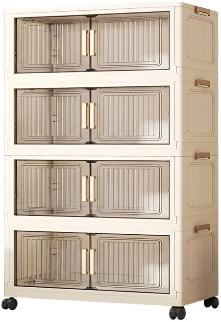 ONE HOUSE 品匠雙開磁吸折疊收納櫃 OH-R111-804 4層 400L, A 咖啡色