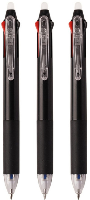 KHOKURI 可擦拭3色原子筆 0.5mm 6W0224, 黑色, 3個