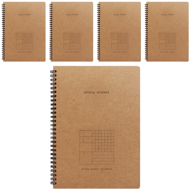OXFORD Note Kraft 線圈筆記本 A5 左翻 60張 錯題本, 混合色, 5個