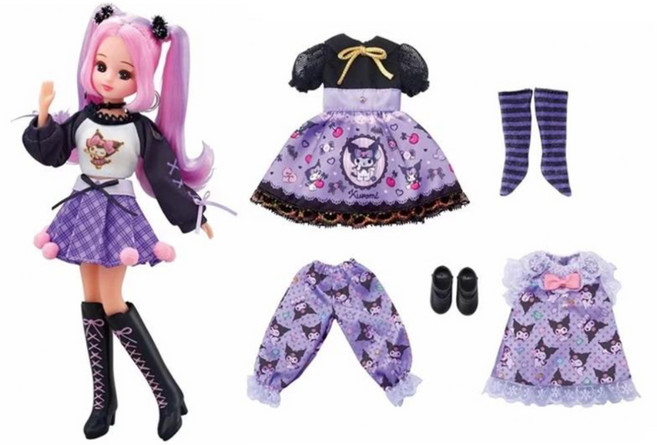 TAKARA TOMY Licca 莉卡娃娃 暗黑酷洛米豪華服裝組 DX LA91419, 混和顏色, 1套