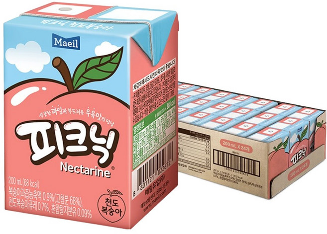 Maeil 每日乳業 野餐水蜜桃, 200ml, 24個