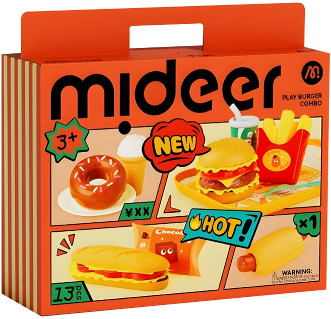 mideer 模擬漢堡過家家套餐, 混和顏色, 1套