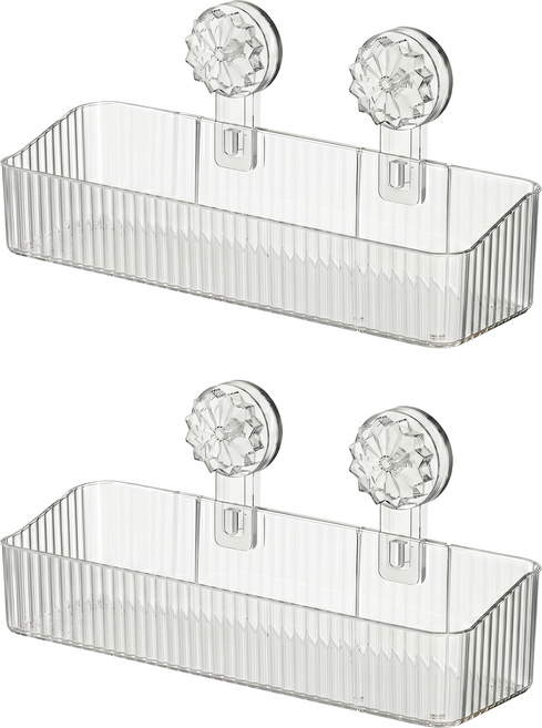 JOSIC 轉式吸盤壁掛置物架 大(32 x 10 x 7cm), 透明色, 2個