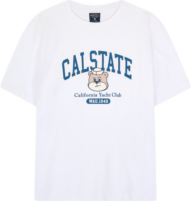 WHO.A.U 男女通用 Calstate Bear T恤, 39 象牙白