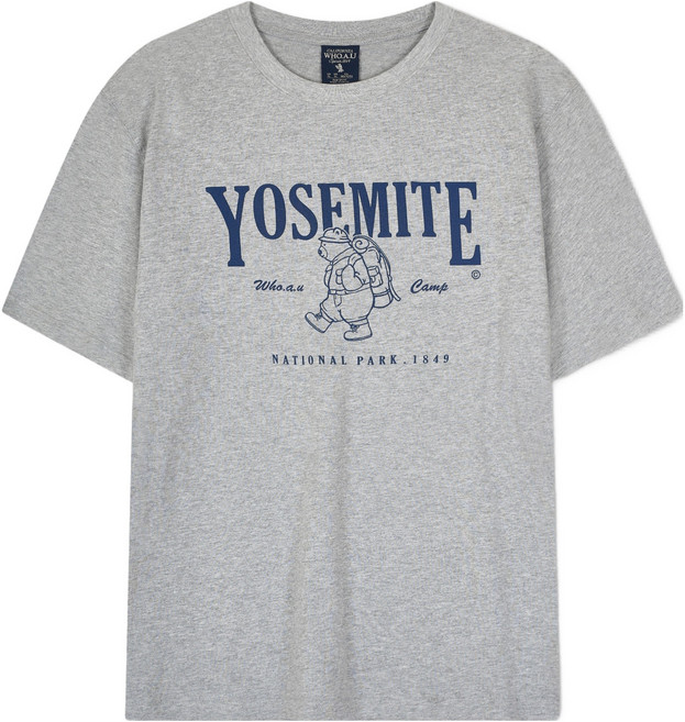 WHO.A.U 男女通用 Yosemite Logo T恤, AC 麻灰色