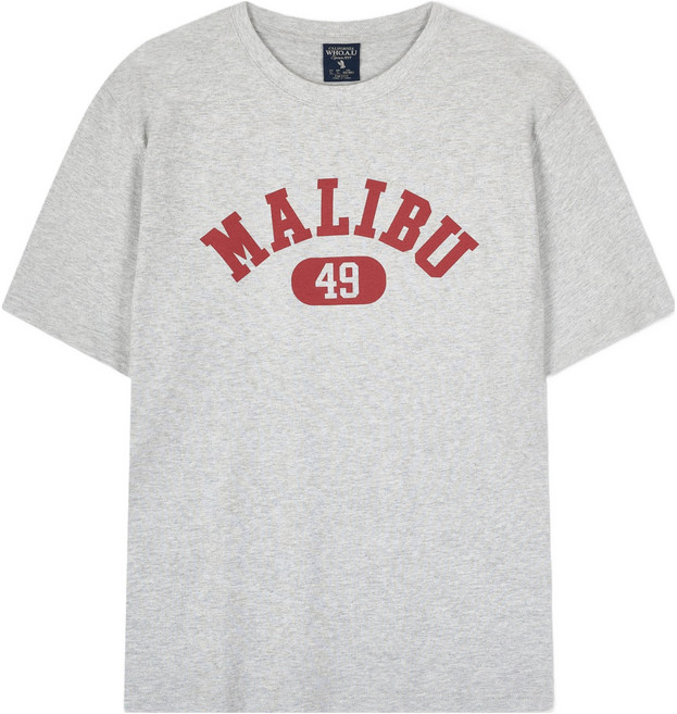 WHO.A.U 男女通用 Malibu Logo T恤, AA 淺麻灰色