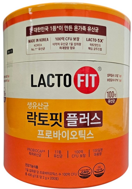 Chong Kun Dang 鍾根堂 LACTO-FIT 活乳酸菌Plus益生菌 200包, 400g, 1個