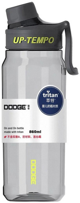 DODGE 道奇 食品級Tritan 運動水壺, 灰色, 860ml, 1個