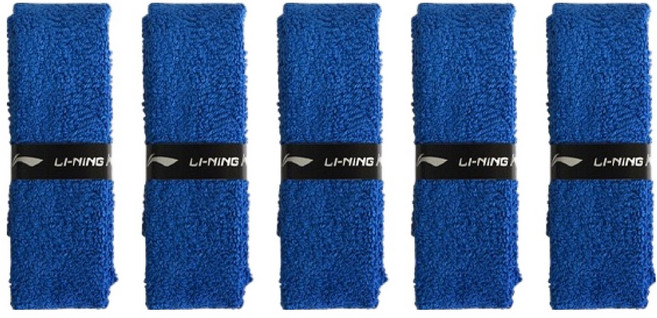 LI-NING 李寧羽球 GC100 PRO 羽毛球 網球 毛巾 握把布, 藍色(ASJT085-5), 5個