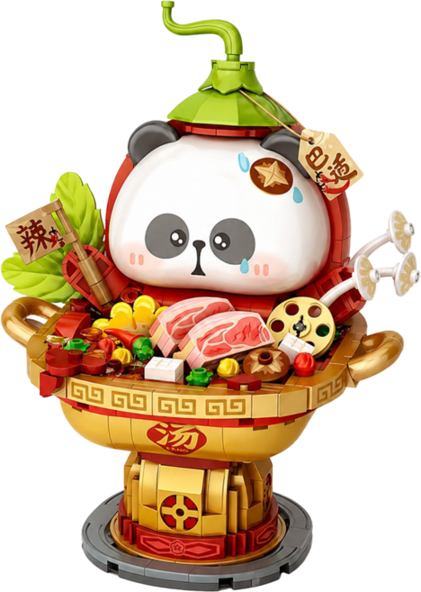LoZ 椰殼 7216 微型積木 麻辣火鍋 小耙美食集 Mr.PA 聯名款, 1個