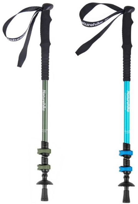 Naturehike 挪客 晴雪Base6061鋁合金登山杖2件組, 天藍色 + 軍綠色, 1套