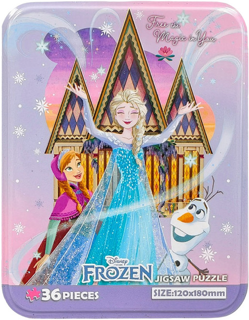 HUNDRED PICTURES 百耘圖 Frozen 冰雪奇緣 鐵盒拼圖 HPD-BX036023 18 x 12cm, 混和顏色, 1個, 36片