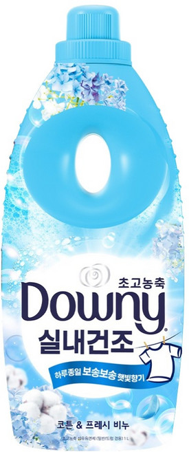 Downy 室內晾曬超濃縮衣物柔軟精 棉花與清新皂香, 1個, 1L