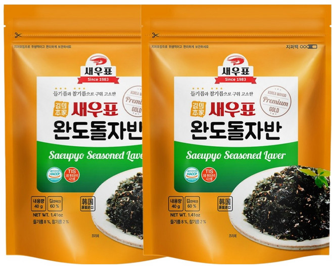 Saeupyo 莞島名人製作的香脆巖海苔酥, 40g, 2個