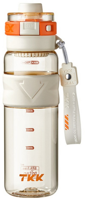 TKK 優格隨身運動水壺 Tritan 無噴霧款, 電光白, 1個, 750ml