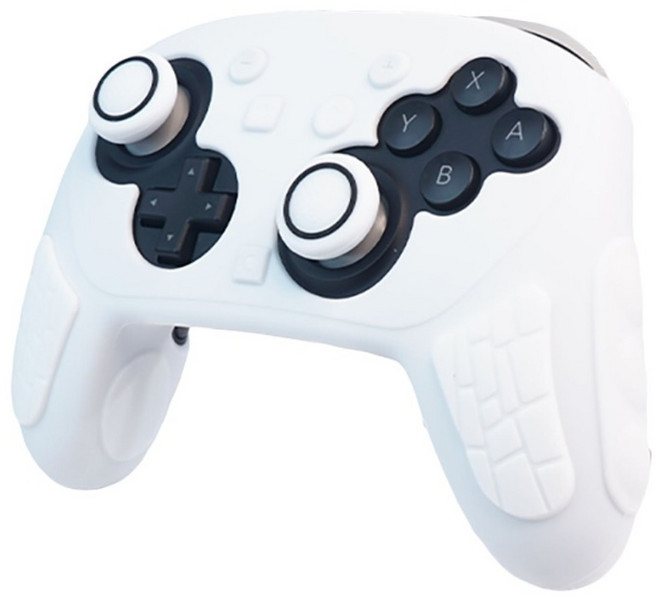 AKiTOMO 阿吉托摩 Switch2 PRO 全白手把套 + 黑圈搖桿帽, 雅典白, 1套, AKSW-399