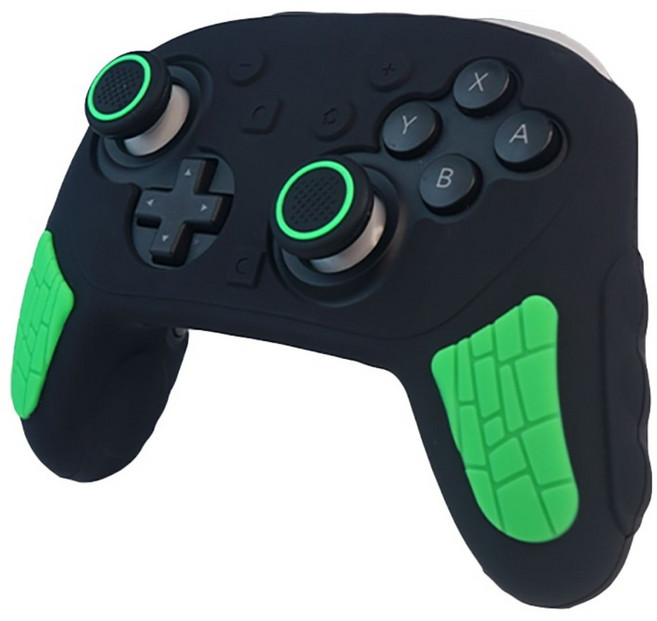 AKiTOMO 阿吉托摩 Switch2 PRO 黑底綠手把套 + 綠圈搖桿帽, 傳說, 1套, AKSW-399