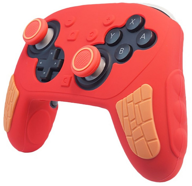 AKiTOMO 阿吉托摩 Switch2 PRO 紅底橙手把套 + 橙圈搖桿帽, 密特羅得紅, 1套, AKSW-399