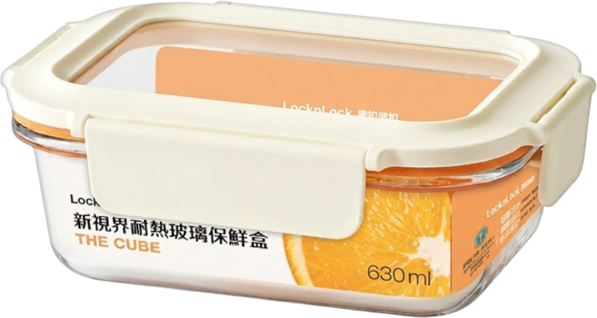 LocknLock 樂扣樂扣 新視界耐熱玻璃保鮮盒 長方款 630ml, 1個