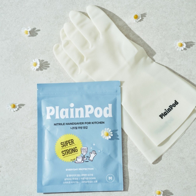 PLAINPOD 丁腈橡膠手套 超強韌 雙邊組, 象牙白, 中(M), 3套