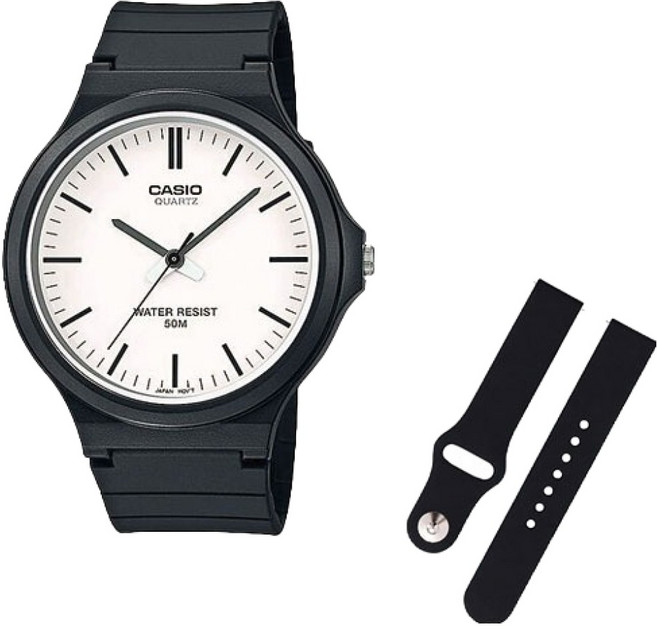 CASIO 卡西歐 學測手錶 + 矽膠錶帶組合 MW-240-7E