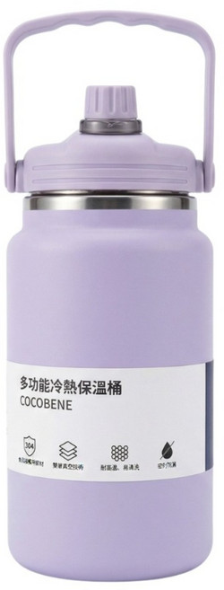 BOACUP 巨無霸不鏽鋼保溫水壺, 紫色, 1個, 4L