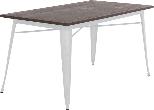 E-home Jed 傑德金屬木面工業風桌 NKC109A-wht 140 x 80 x 75cm, 白色