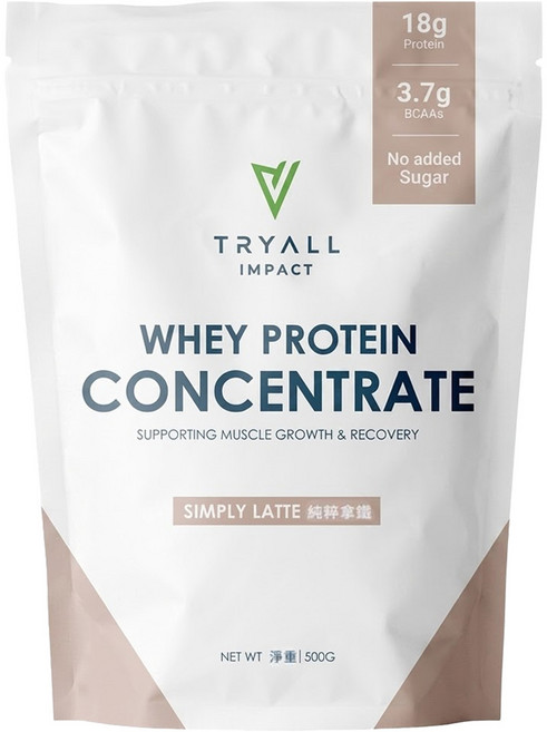 TRYALL IMPACT 濃縮乳清蛋白 純粹拿鐵風味, 500g, 1包
