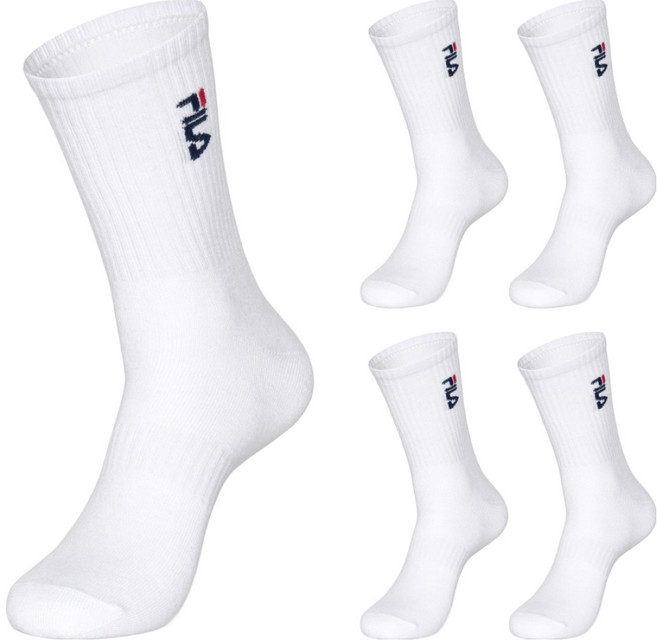 FILA 斐樂 直式Logo中筒襪 5雙